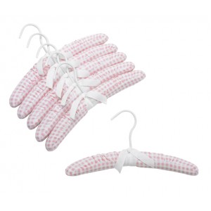 Childrens Pink & White Fabric Padded Hangers